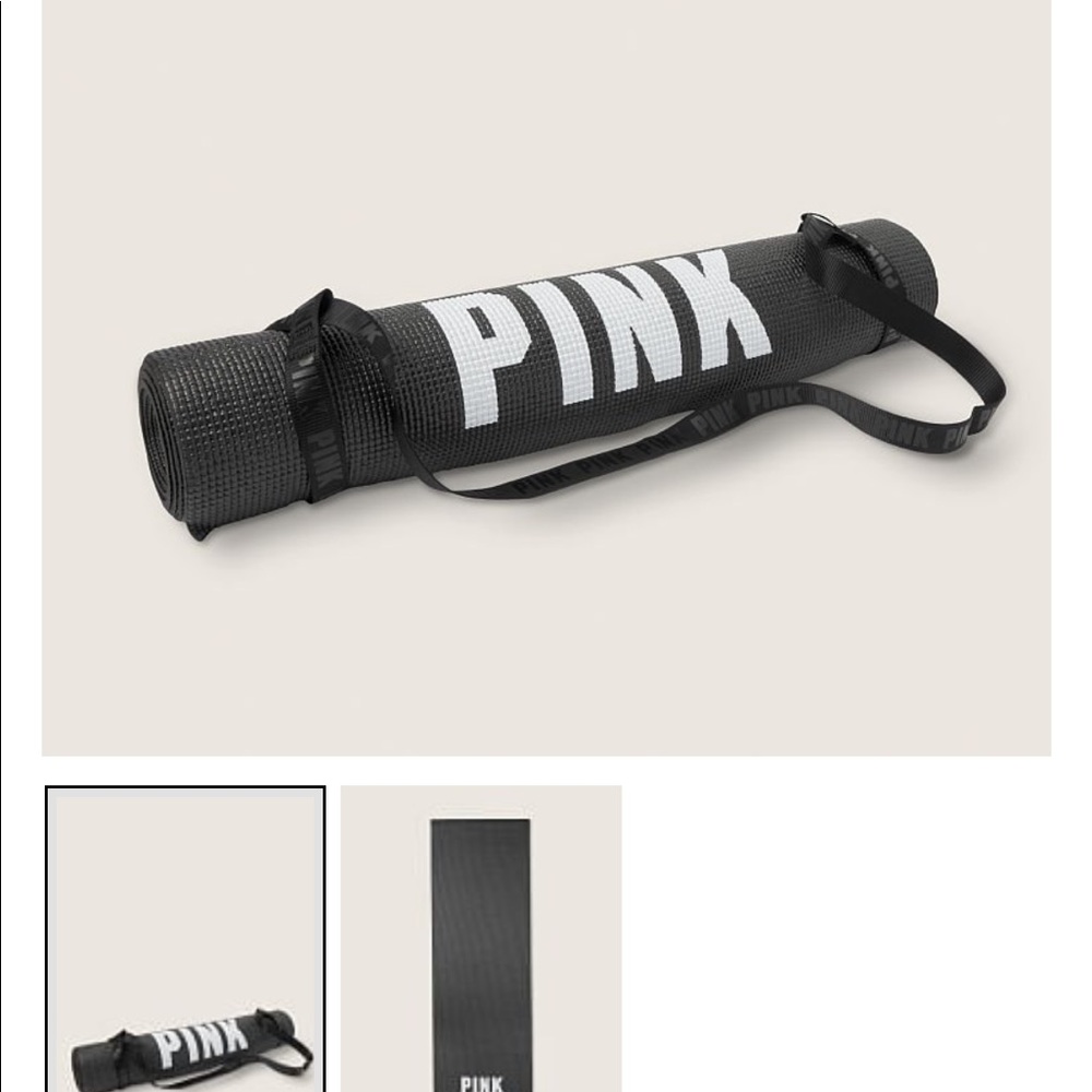 VS Pink Yoga Mat — Black & white letters